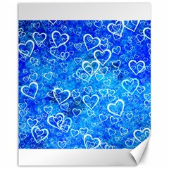 Valentine Heart Love Blue Canvas 11  X 14 