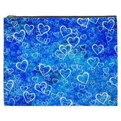 Valentine Heart Love Blue Cosmetic Bag (xxxl)