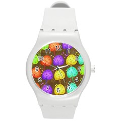 Textured Grunge Background Pattern Round Plastic Sport Watch (m)