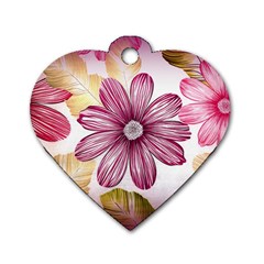 Star Flower Dog Tag Heart (one Side)