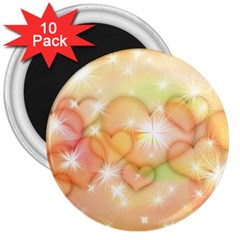 Valentine Heart Love Pink 3  Magnets (10 Pack)  by Mariart