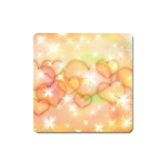 Valentine Heart Love Pink Square Magnet by Mariart