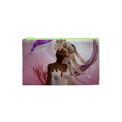Wonderful Fairy With Feather Hair Cosmetic Bag (xs) by FantasyWorld7