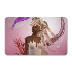 Wonderful Fairy With Feather Hair Magnet (rectangular)