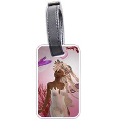Wonderful Fairy With Feather Hair Luggage Tags (one Side)  by FantasyWorld7