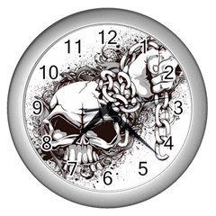 Skull And Crossbones Wall Clock (silver) by Alisyart