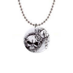 Skull And Crossbones 1  Button Necklace