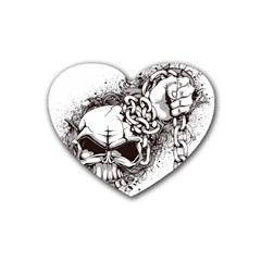 Skull And Crossbones Rubber Coaster (heart)  by Alisyart