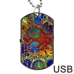 Time Clock Distortion Dog Tag Usb Flash (two Sides)