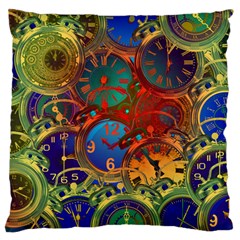 Time Clock Distortion Large Cushion Case (one Side) by Mariart