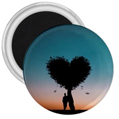 Tree Heart At Sunset 3  Magnets by WensdaiAmbrose