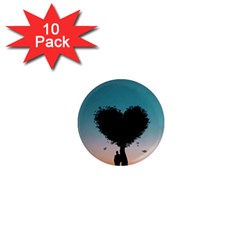 Tree Heart At Sunset 1  Mini Magnet (10 Pack)  by WensdaiAmbrose