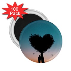 Tree Heart At Sunset 2 25  Magnets (100 Pack)  by WensdaiAmbrose