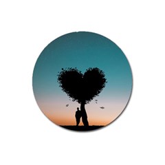 Tree Heart At Sunset Magnet 3  (round) by WensdaiAmbrose