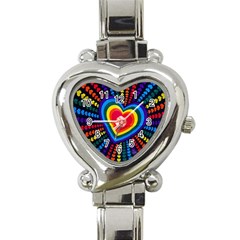 Rainbow Pop Heart Heart Italian Charm Watch by WensdaiAmbrose
