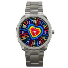 Rainbow Pop Heart Sport Metal Watch by WensdaiAmbrose