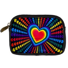 Rainbow Pop Heart Digital Camera Leather Case by WensdaiAmbrose
