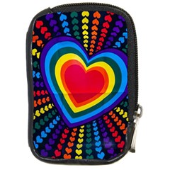 Rainbow Pop Heart Compact Camera Leather Case by WensdaiAmbrose