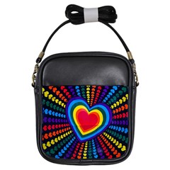 Rainbow Pop Heart Girls Sling Bag by WensdaiAmbrose