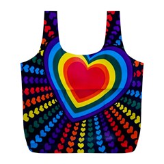 Rainbow Pop Heart Full Print Recycle Bag (l) by WensdaiAmbrose