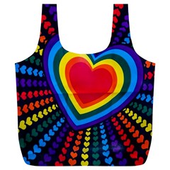 Rainbow Pop Heart Full Print Recycle Bag (xl) by WensdaiAmbrose