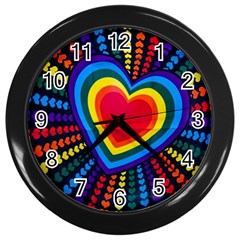 Rainbow Pop Heart Wall Clock (black) by WensdaiAmbrose
