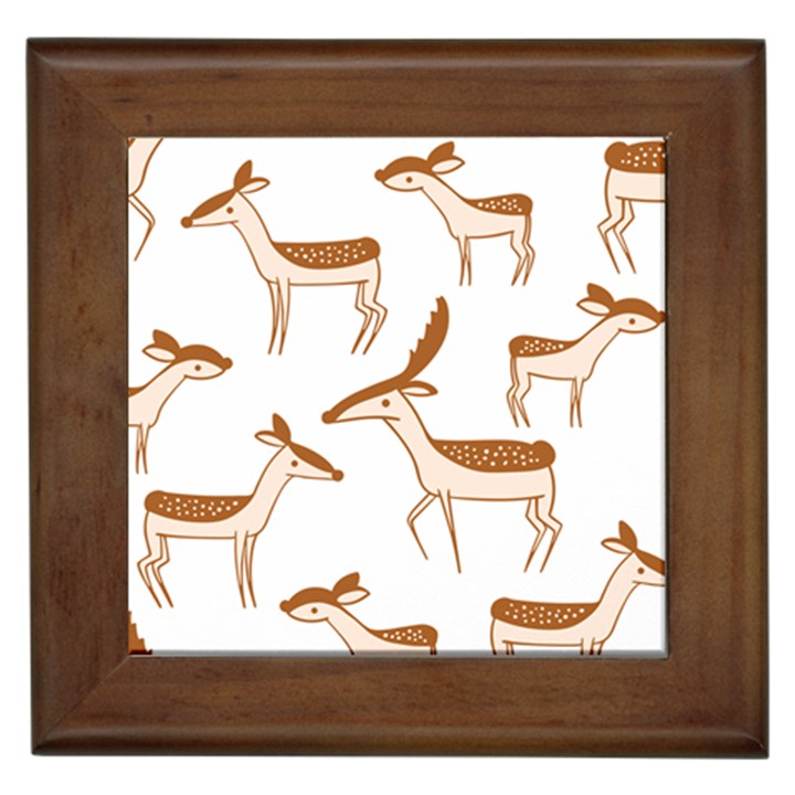 Seamless Deer Pattern Design Framed Tiles