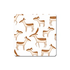 Seamless Deer Pattern Design Square Magnet by Pakrebo