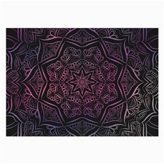 Mandala Neon Symmetric Symmetry Large Glasses Cloth (2-side) by Pakrebo