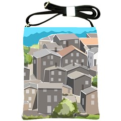 Village Place Portugal Landscape Shoulder Sling Bag by Pakrebo