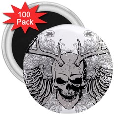 Skull Vector 3  Magnets (100 Pack) by Alisyart