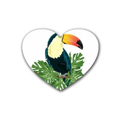 Tropical Birds Rubber Coaster (heart) 