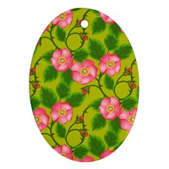 Roses Flowers Pattern Bud Pink Oval Ornament (two Sides) by Pakrebo