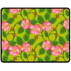 Roses Flowers Pattern Bud Pink Fleece Blanket (medium)  by Pakrebo