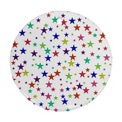 Star Random Background Scattered Round Ornament (two Sides) by Pakrebo