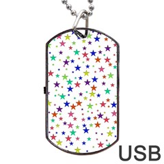 Star Random Background Scattered Dog Tag Usb Flash (two Sides) by Pakrebo