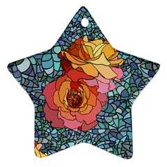 Pattern Rose Yellow Background Ornament (star) by Pakrebo