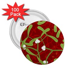 Mistletoe Christmas Texture Advent 2 25  Buttons (100 Pack)  by Pakrebo