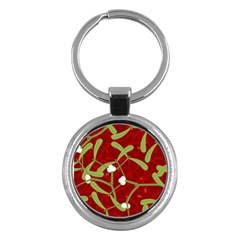 Mistletoe Christmas Texture Advent Key Chains (round) 