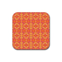 Desktop Pattern Abstract Orange Rubber Coaster (square)  by Pakrebo