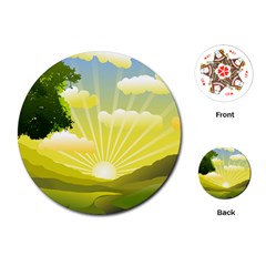 Wallpaper Background Landscape Playing Cards (round) by Pakrebo