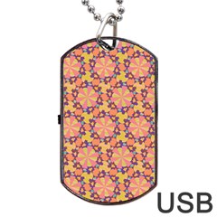 Pattern Decoration Abstract Flower Dog Tag Usb Flash (two Sides)