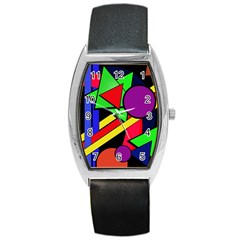 Background Color Art Pattern Form Barrel Style Metal Watch by Pakrebo