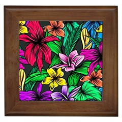 Hibiscus Flower Plant Tropical Framed Tiles by Pakrebo