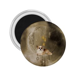 Cute Little Chihuahua With Hearts On The Moon 2 25  Magnets by FantasyWorld7