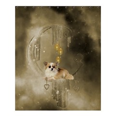 Cute Little Chihuahua With Hearts On The Moon Shower Curtain 60  X 72  (medium)  by FantasyWorld7