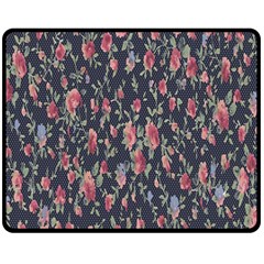 Polka Dotted Rosebuds Fleece Blanket (medium)  by retrotoomoderndesigns