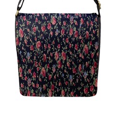 Polka Dotted Rosebuds Flap Closure Messenger Bag (l) by retrotoomoderndesigns