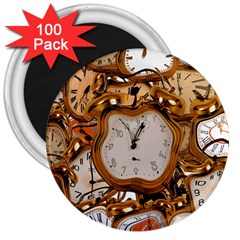 Time Clock Watches 3  Magnets (100 Pack) by Mariart