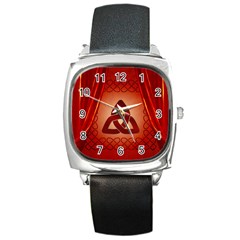 The Celtic Knot In Red Colors Square Metal Watch by FantasyWorld7